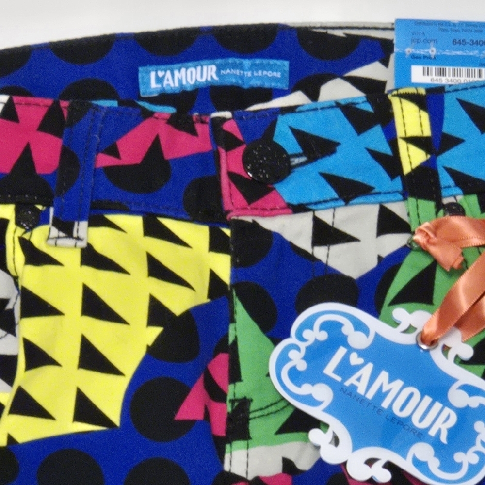 🖤 NWT L'Amour Nanette Lepore Size 7	Multicolor Bright Legging Pants Geometric - Picture 9 of 9